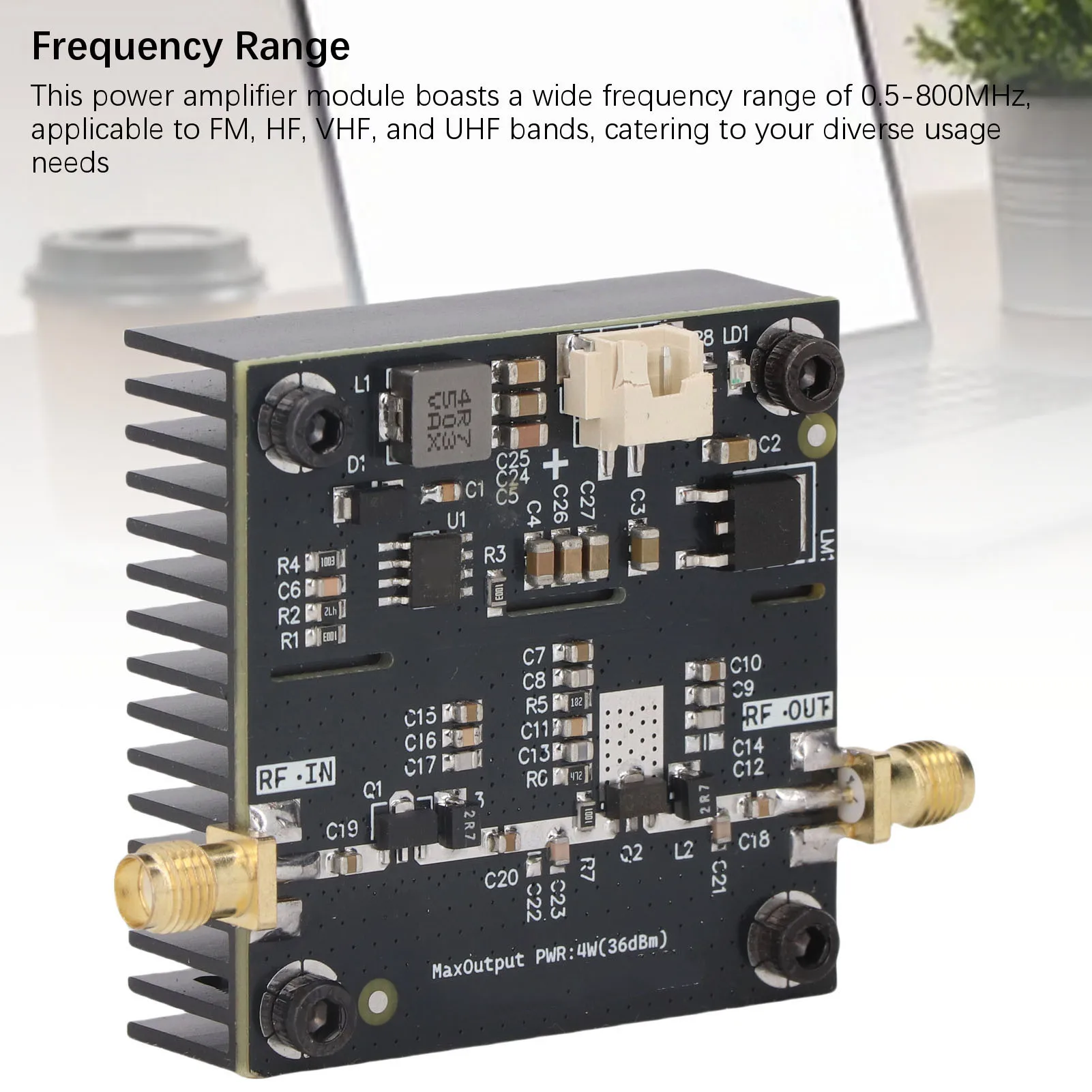 

Модуль усилителя мощности RF VHF UHF, плата усилителя мощности радиочастоты, 0,5-800 МГц, 35-37 дБм, усилитель мощности радиочастоты