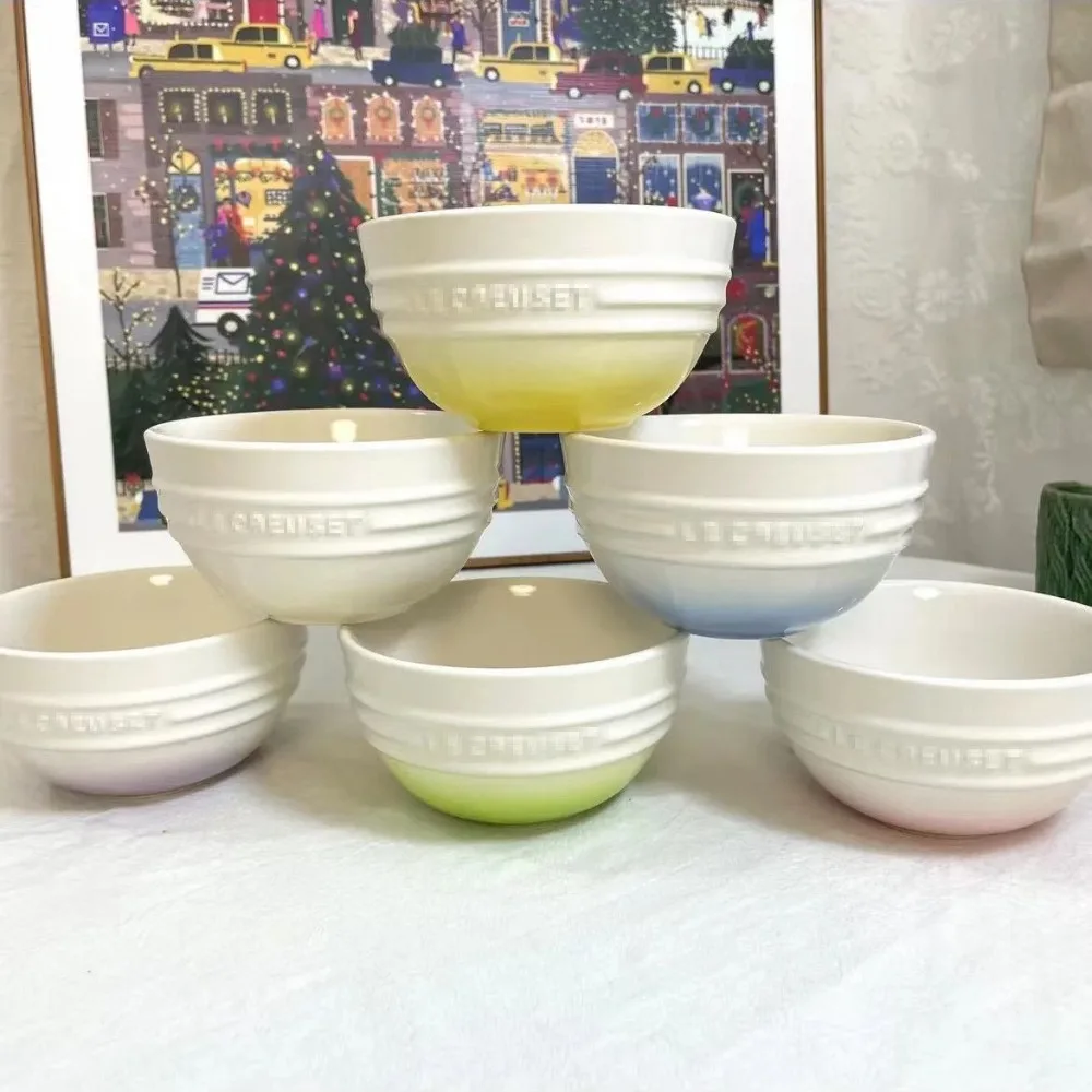 French Ceramic Rainbow Rice Bowl Gradient Color 12cm Multi-color Fresh Home Personalized Color Rice Bowl Tableware