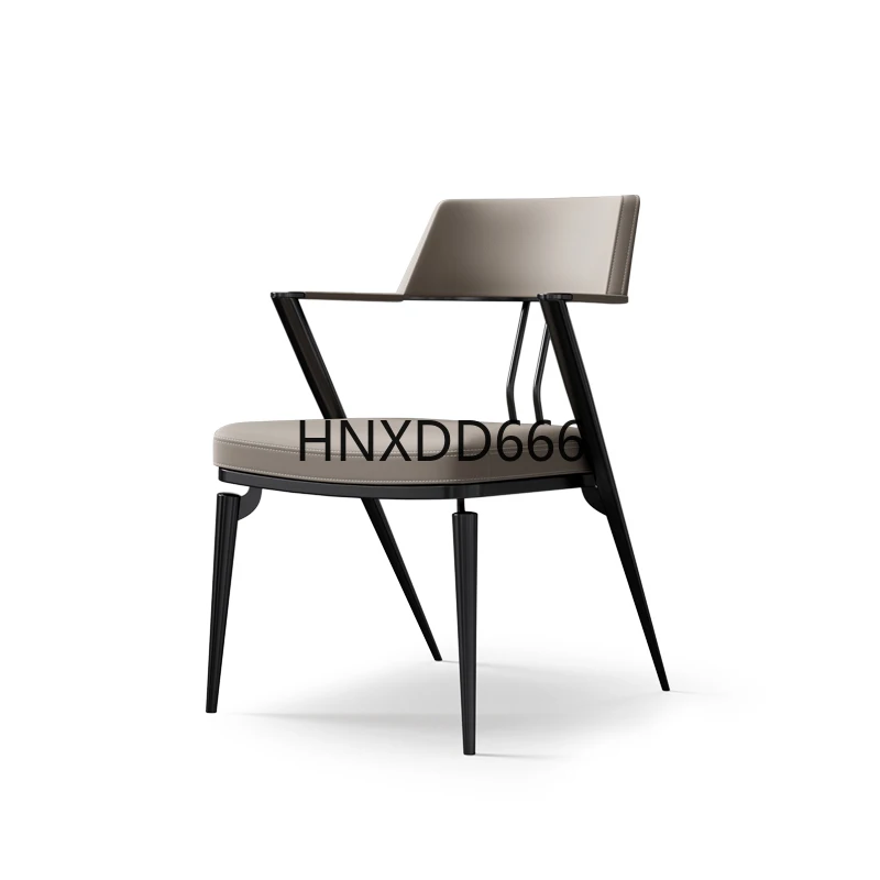 

Minimalist Back Chair Stainless Steel Leather Armchair
