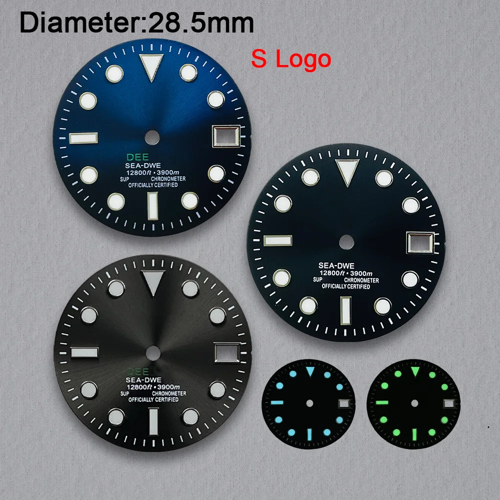 

NH35 Dial 28.5mm Watch Dial S Dial Blue Green Luminous For NH35 NH36 Movements Watch Modification Accessories