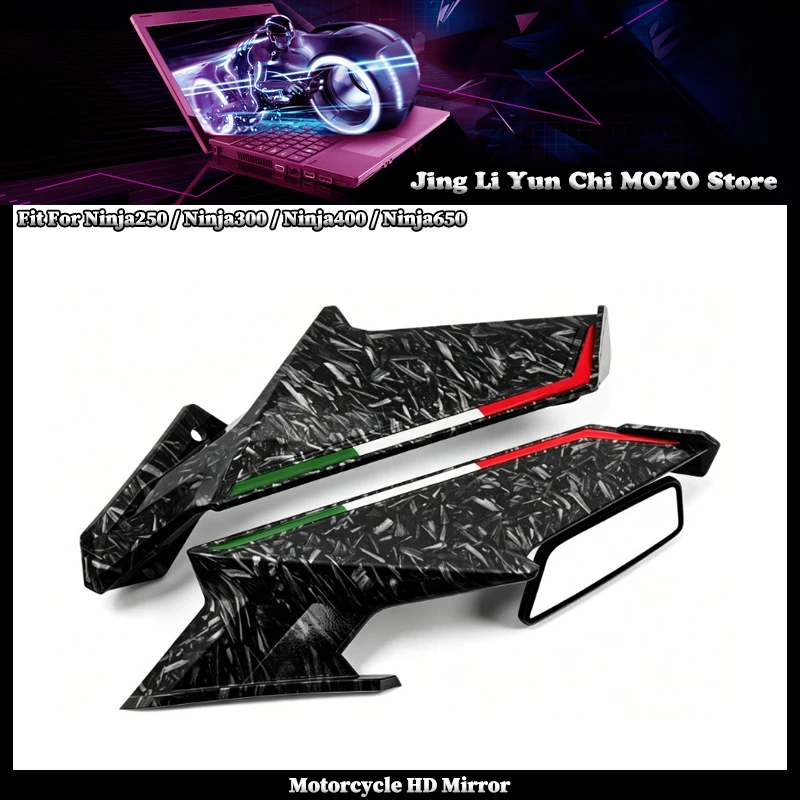 

Motorcycle Mirrors Winglets Aerodynamic Wind Side Wings Spoiler Fairing Fit For KAWASAKI Ninja250 Ninja300 Ninja400 Ninja650
