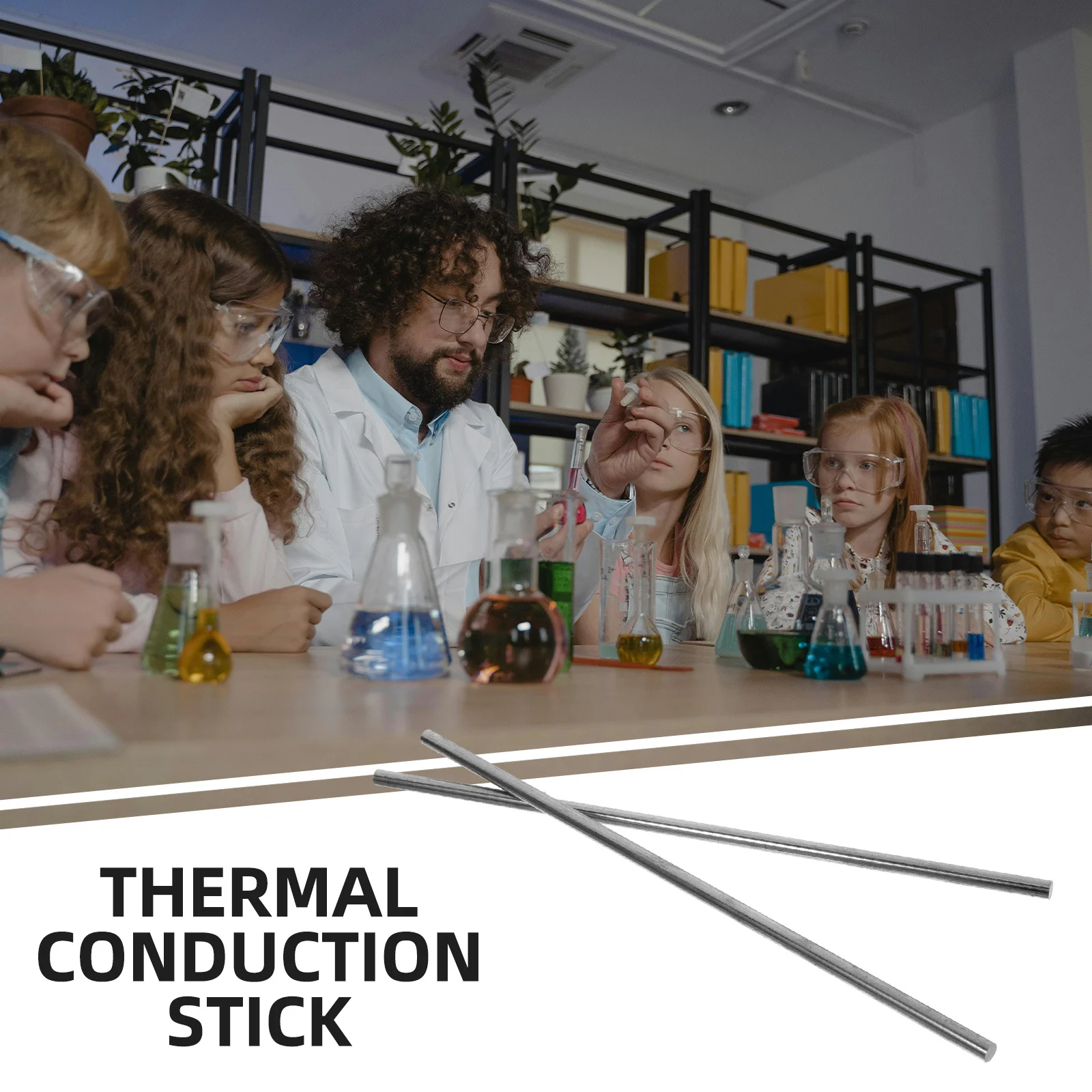 2 قطعة عصا قضيب الحديد لتجربة الموصلية الحرارية المواد معدات تدريس الفيزياء مختبر العلوم أداة قياس توصيل الحرارة