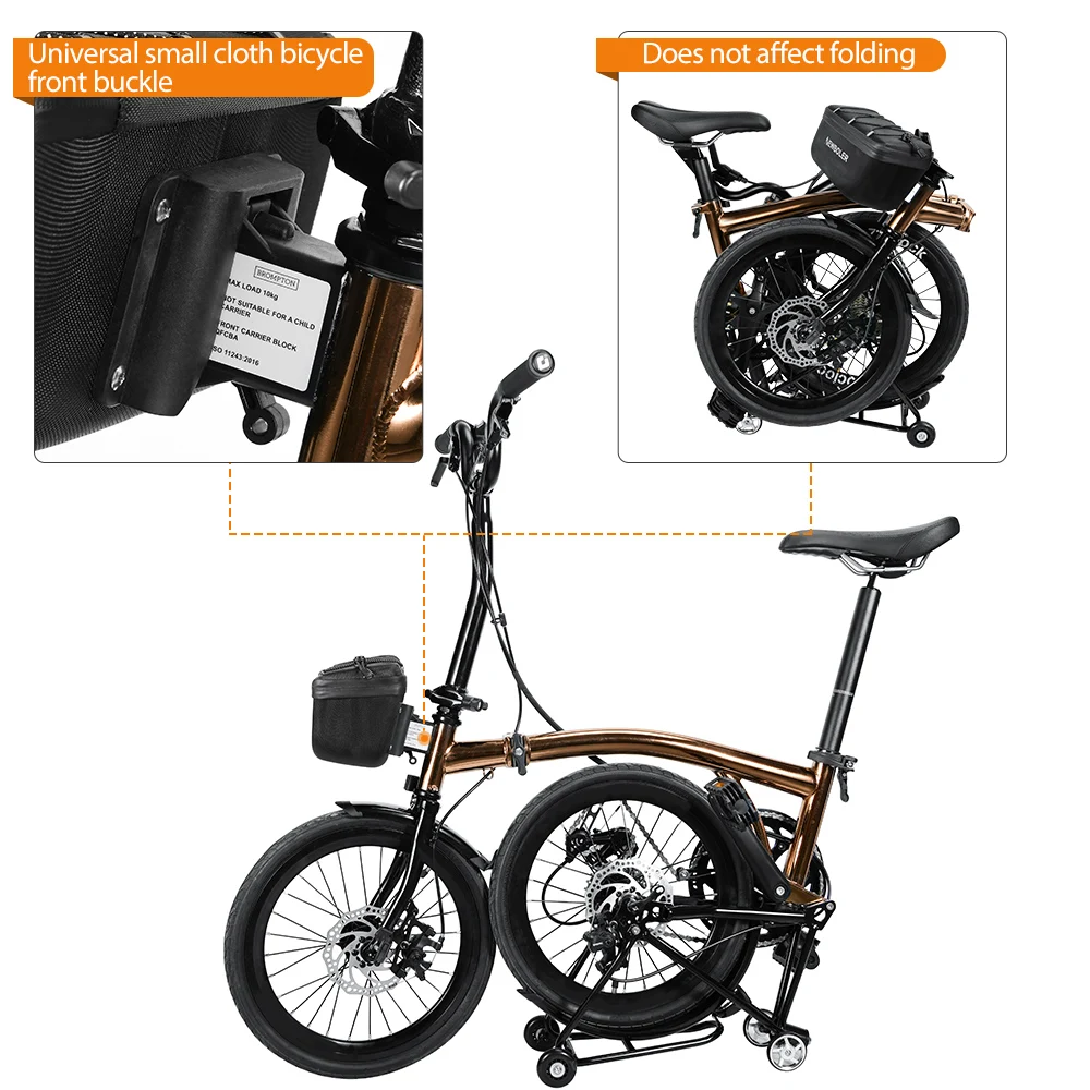 NEWBOLER Faltrad-Lenkertasche, multifunktionale Brompton-Tasche, Fahrrad-Fronttasche, Fahrradkorb, Tasche für Brompton Faltrad – Detail 4