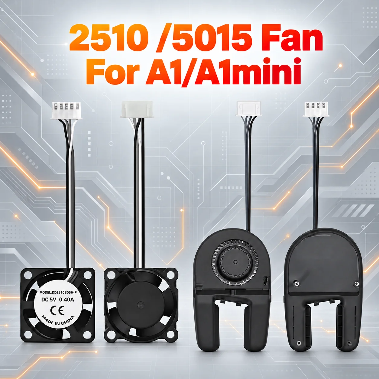 For Bamboo Lab A1/A1 Mini 3D Printer 5015 A1 Mini Component Cooling Fan Air-Blower 2510 Silent Fan For A1/A1 Mini