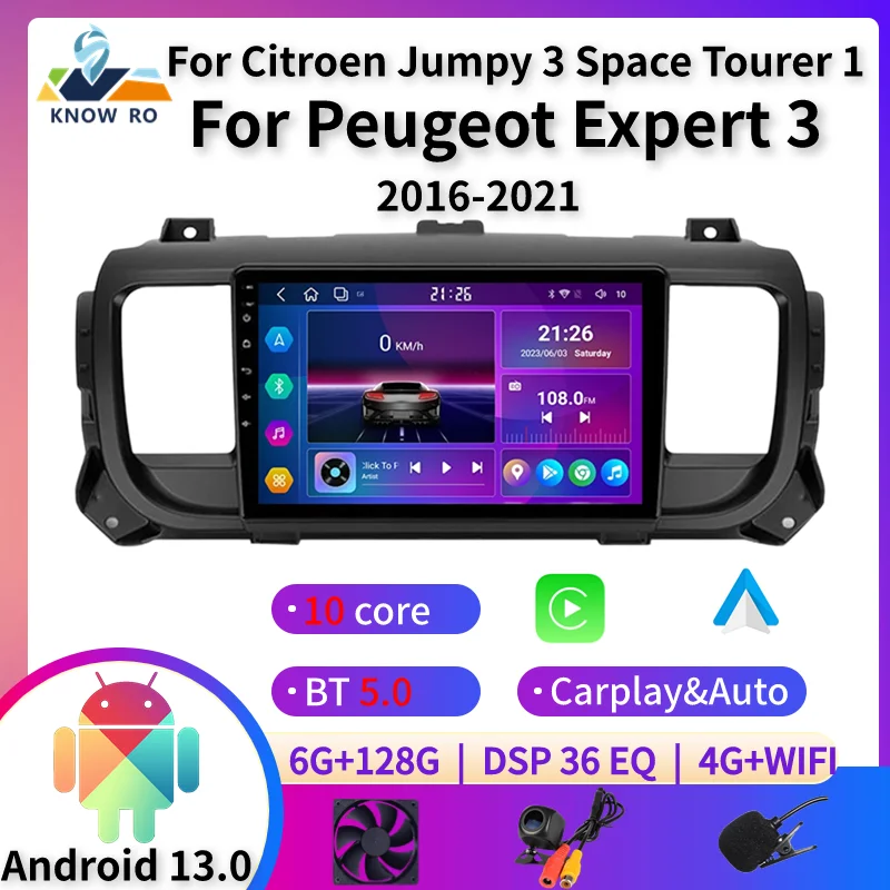 

KNOWRO 10 Core Android 13 For Citroen Jumpy 3 Space Tourer 2016-2021 Carplay Auto QLED DSP GPS 4G Audio Multimedia Player 2 DIN