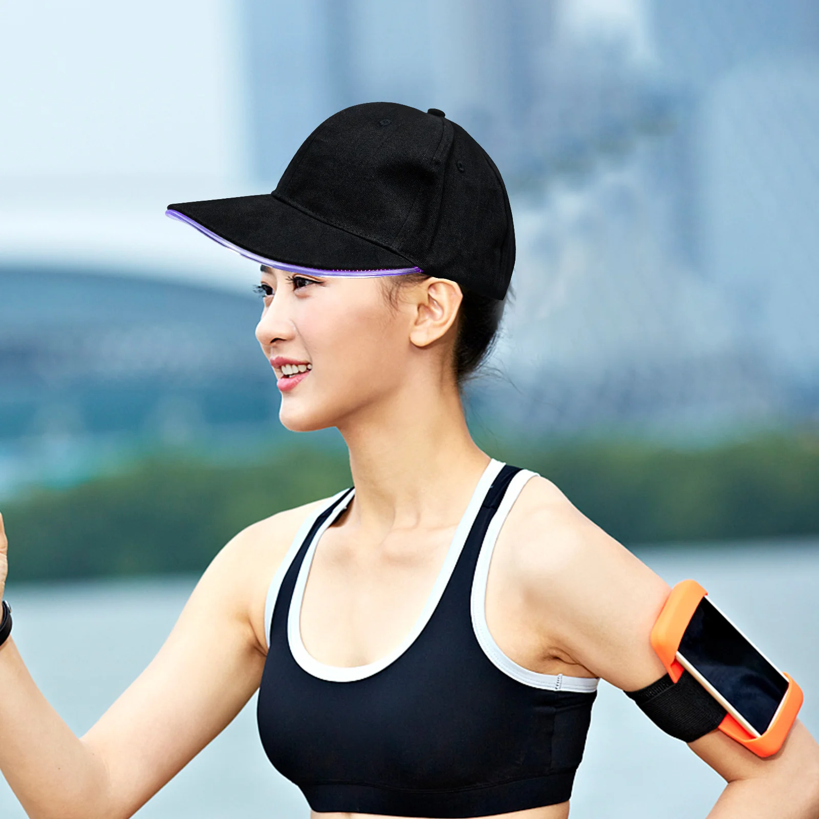 

LED Peaked Hat Night Running Cap Light Up Baseball Hat Glowing Sun Protection Adjustable Size Outdoor Practical Cotton