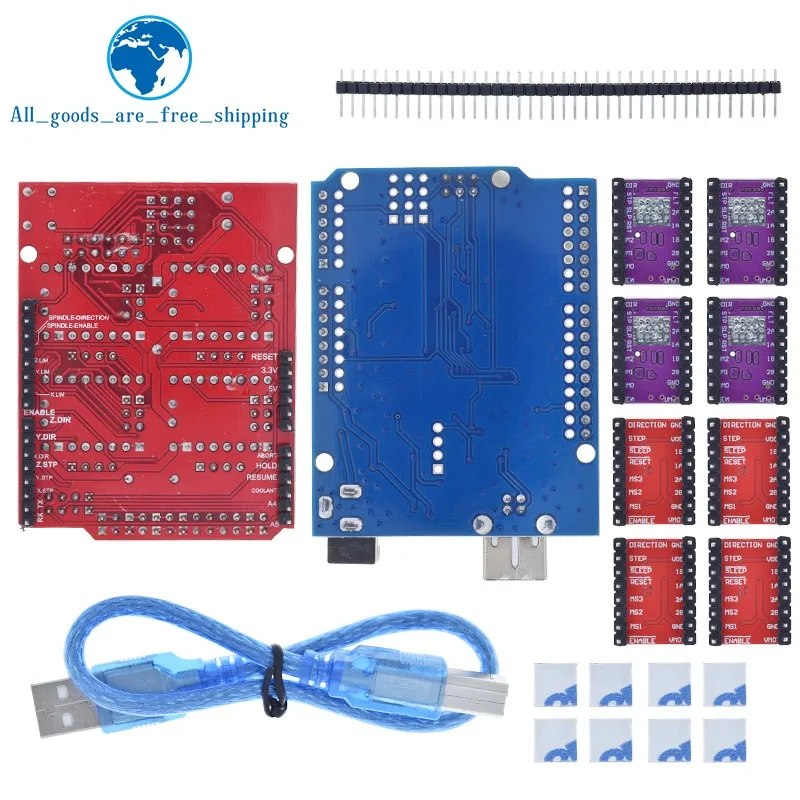 Imagem -05 - Tzt Cnc Escudo para Máquina de Gravura Driver Placa de Expansão Cabo Usb Impressora 3d Arduino Mais Uno r3 Drv8825 A4988 Pcs