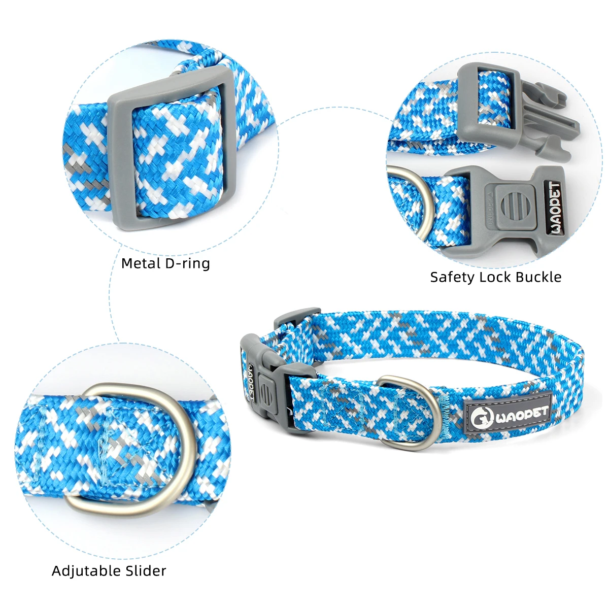 Leinen- und Halsband-Set für kleine, mittelgroße und große Hunde, Haustier, französische Bulldogge, Chihuahua, Mops, Outdoor-Walking, Leinenhalsband, Leinenzubehör – Detail 18