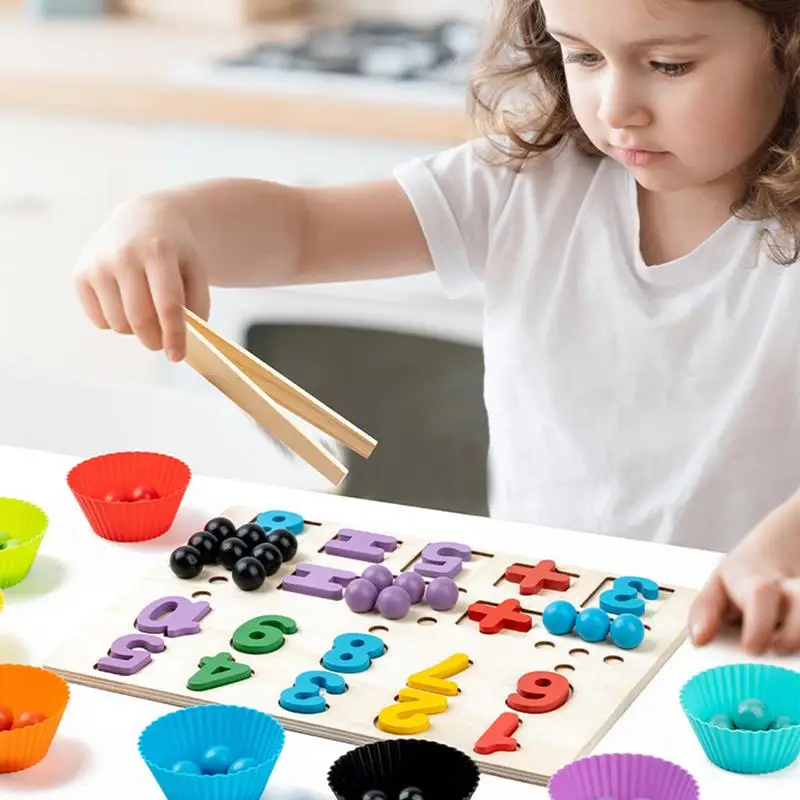 Math Skills Games Educational Toys Rainbow Board Bead Game Peg Board Clip Beads Game With Matching Bowl And Tweezers For kids