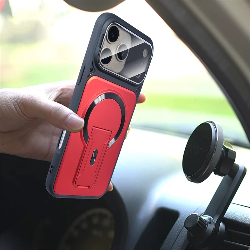 Foldable Stand Magnetic Case for IPhone Air 17 16 15 13 12 11 Pro Max 14 Plus 17Pro IPhone17 Magsafe Camera Lens Holder Cover view 4