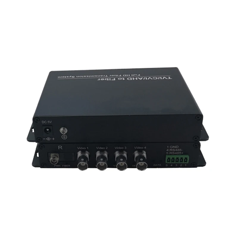 Convertidor de vídeo a fibra óptica coaxial HD 1080P TVI CVI AHD de 4 canales con datos RS485 inversos