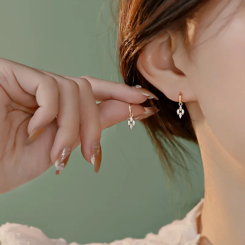 1Pair Gold Silver Color Geometry Zircon Stud Earrings for Women Temperament Sweet  Ear Piercing Jewelry Wedding Party Gifts