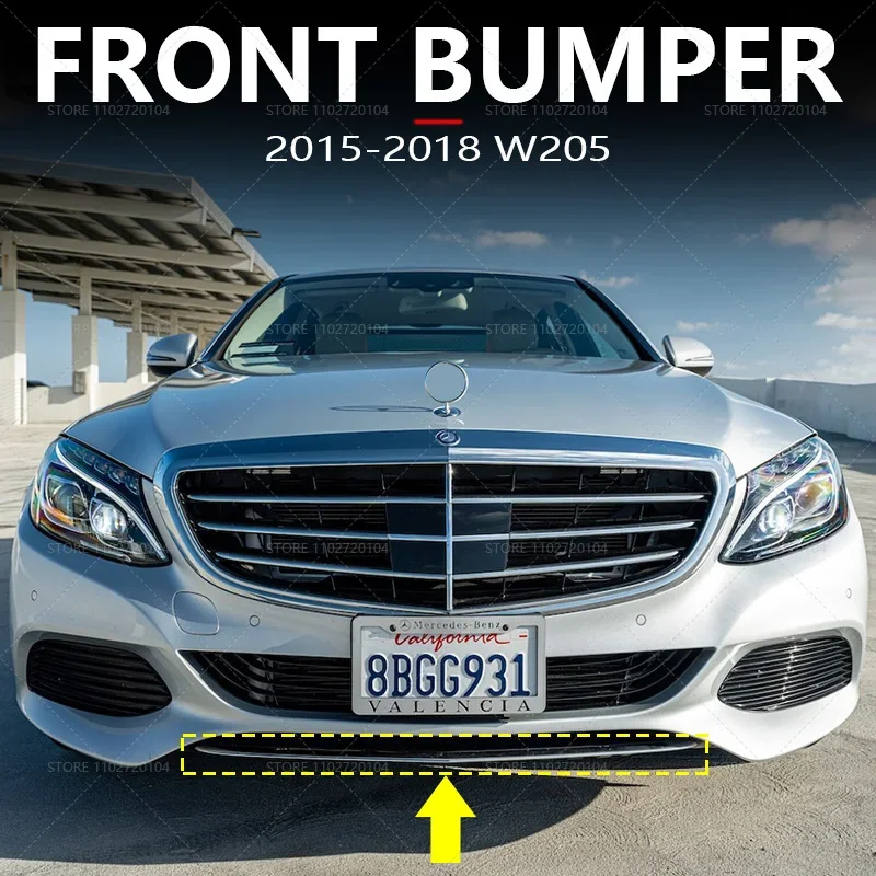 

for 2015-2018 W205 Mercedes Benz C300 Front Bumper Lip Trim Chrome Spoiler Splitters Diffuser 2058853123