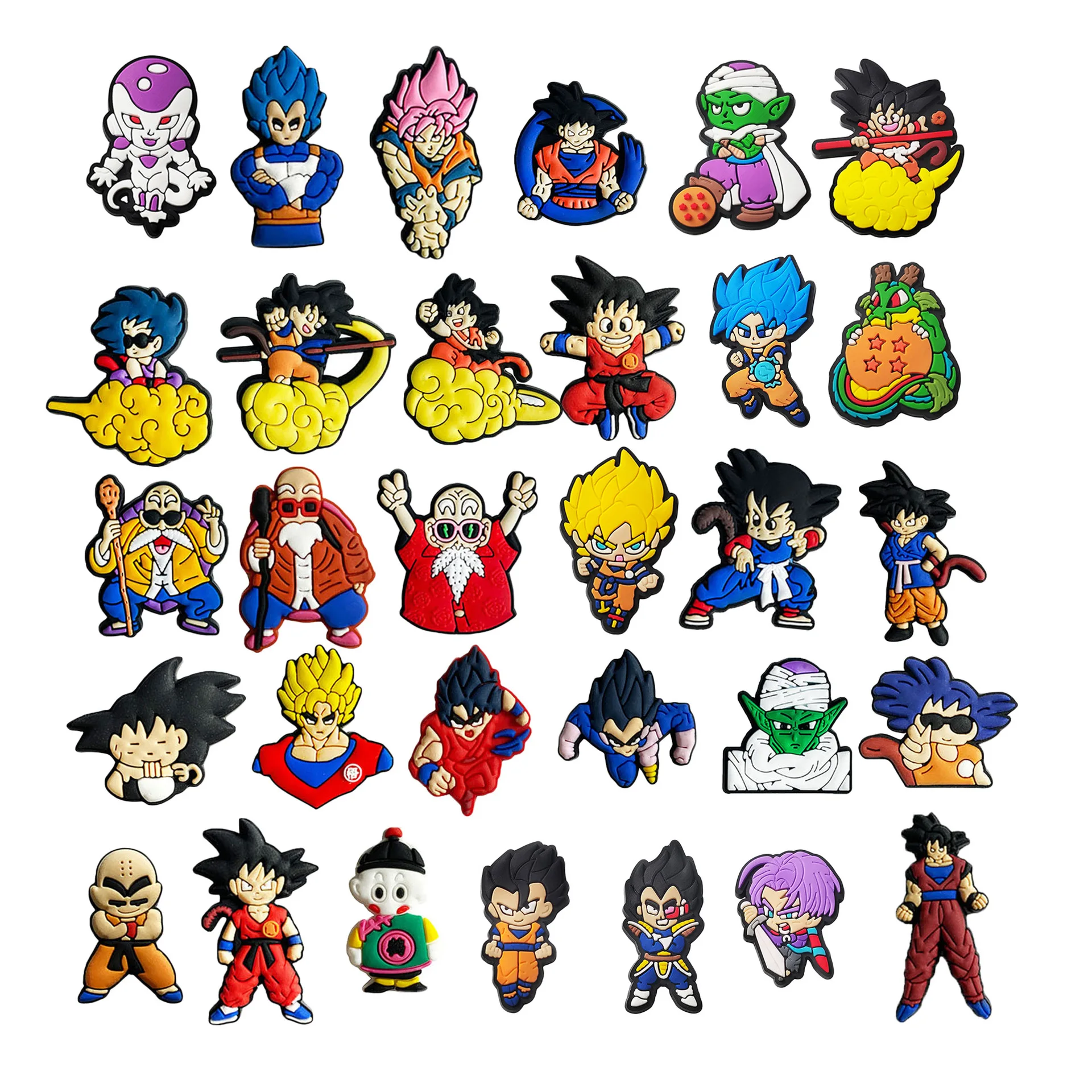 Dragon ball sapato encantos, 41 pcs/set, flor, bonito, desenhos animados, engraçado, acessórios, entupir decorações, fivela, unisex presentes