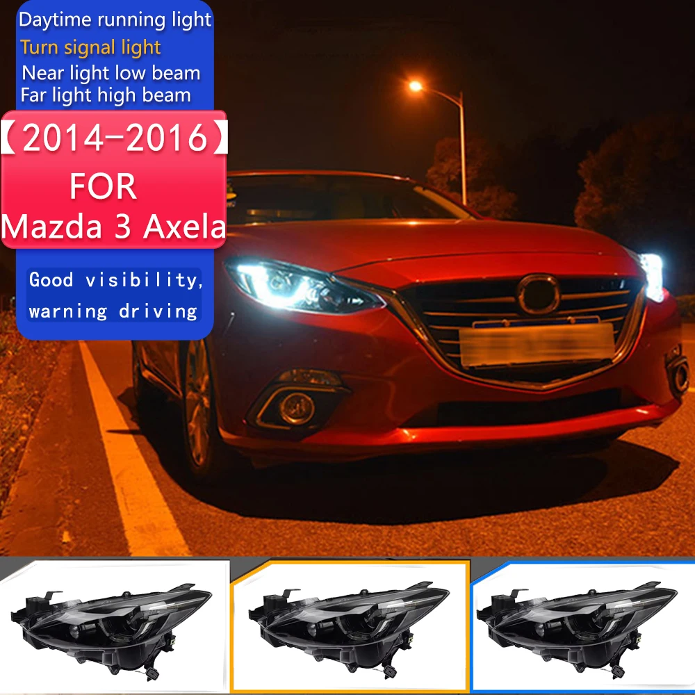 

Стайлинг автомобиля для Mazda 3 Axela, светодиодная фара 2014-2016, новая Mazda3 светодиодная DRL, спрятанная фара, ангельский глаз, биксеноновые аксессуары
