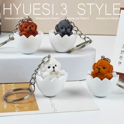 Cute Eggshell Dog Keychain Cartoon Teddy Pendant With Key Holder For Women Girls Handbag Backpack Accessories Pet Lover Gifts