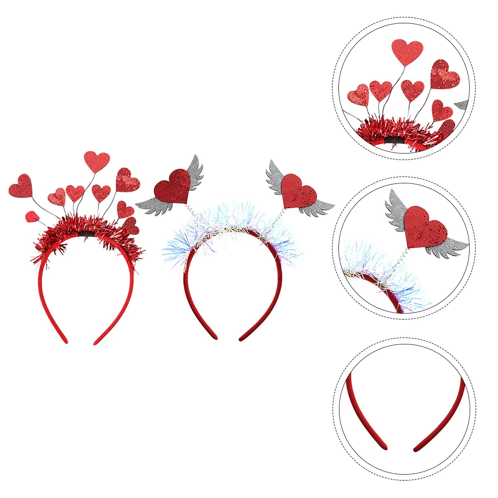 

2 Pcs Headband Cartoon Hoops Valentine's Day Hair Decor Supply Kidcore Clothes Fabric Creative Headdress Child