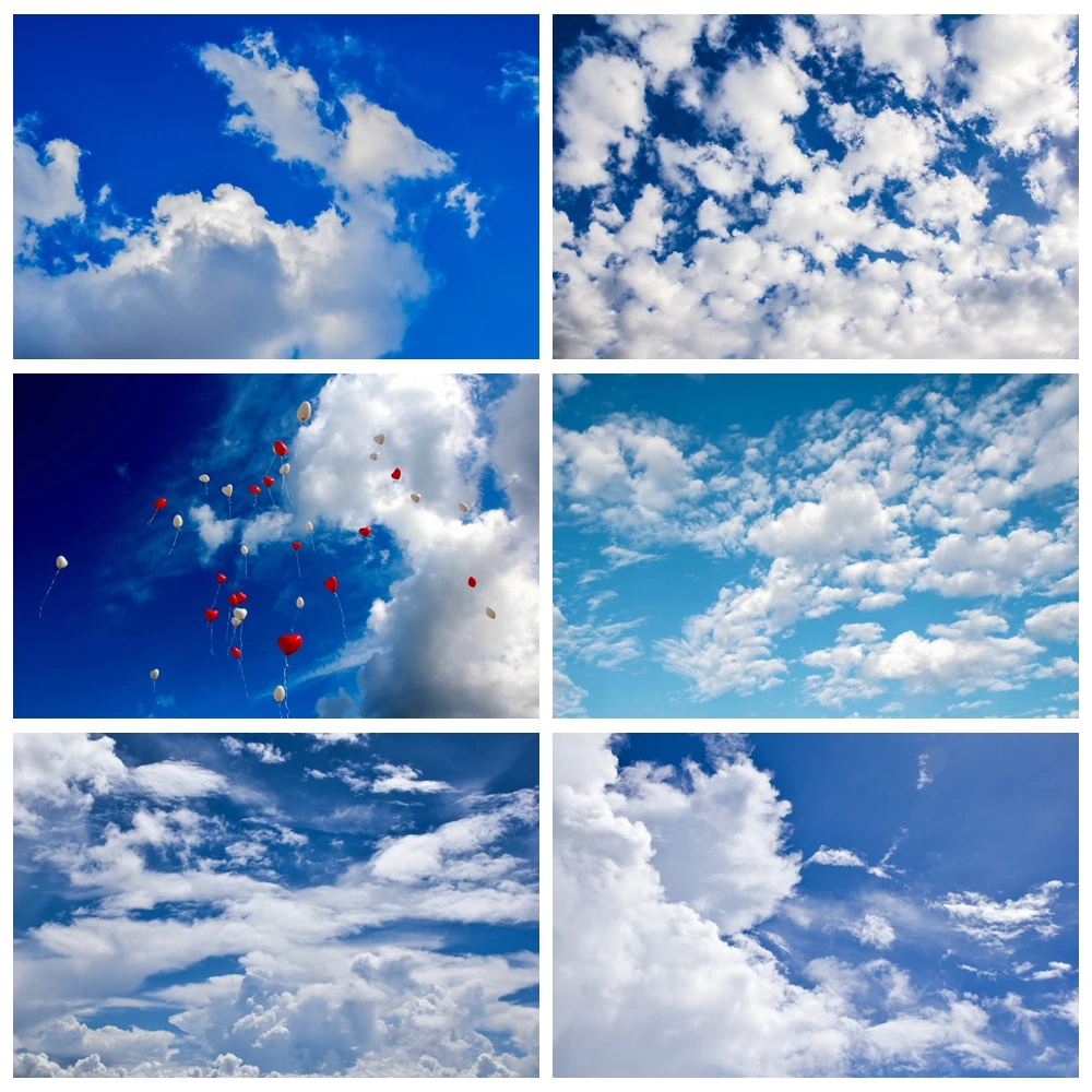 

Blue sky and white clouds photography background natural scenery baby shower birthday party background photography work supplies