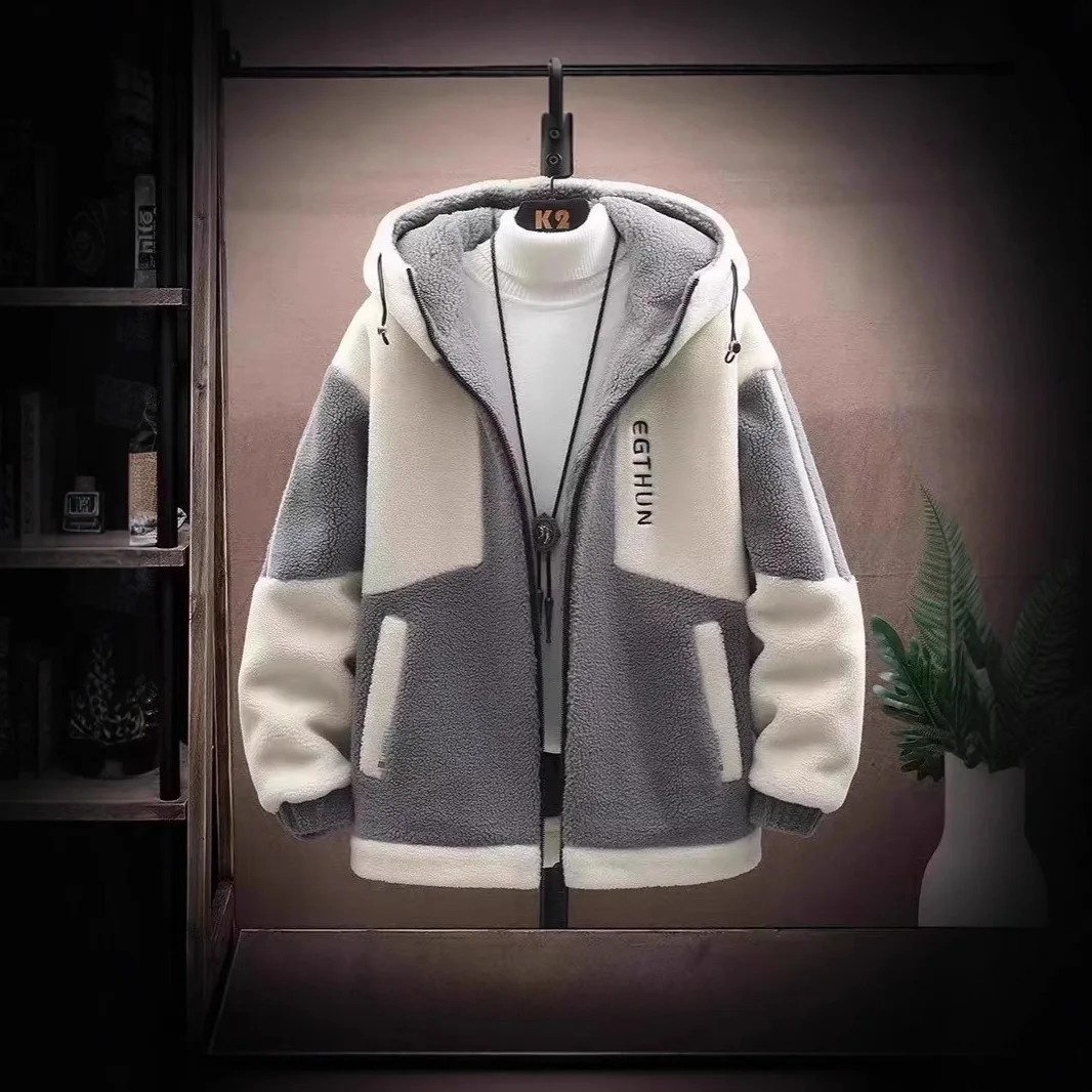 Mens Thickened Lamb Fleece Wool Zip Cardigan Warm Loose Fit Winter Coat Big Size Up To 8XL Oversized Heavyweight Daily Walking S
