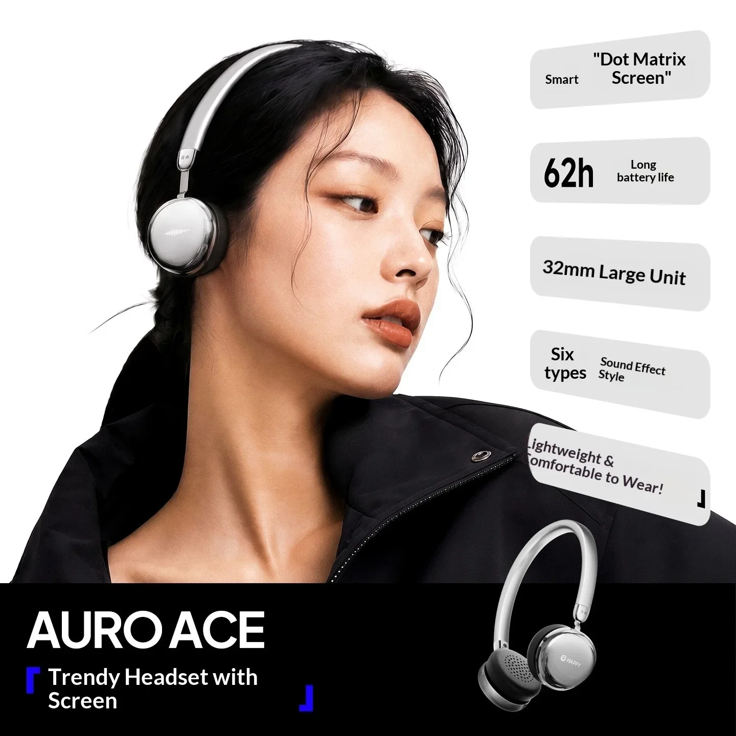 Edifier Auro Ace Bluetooth Earphones Head mounted Wireless Noise Reduction Long lasting Battery Life No Pain