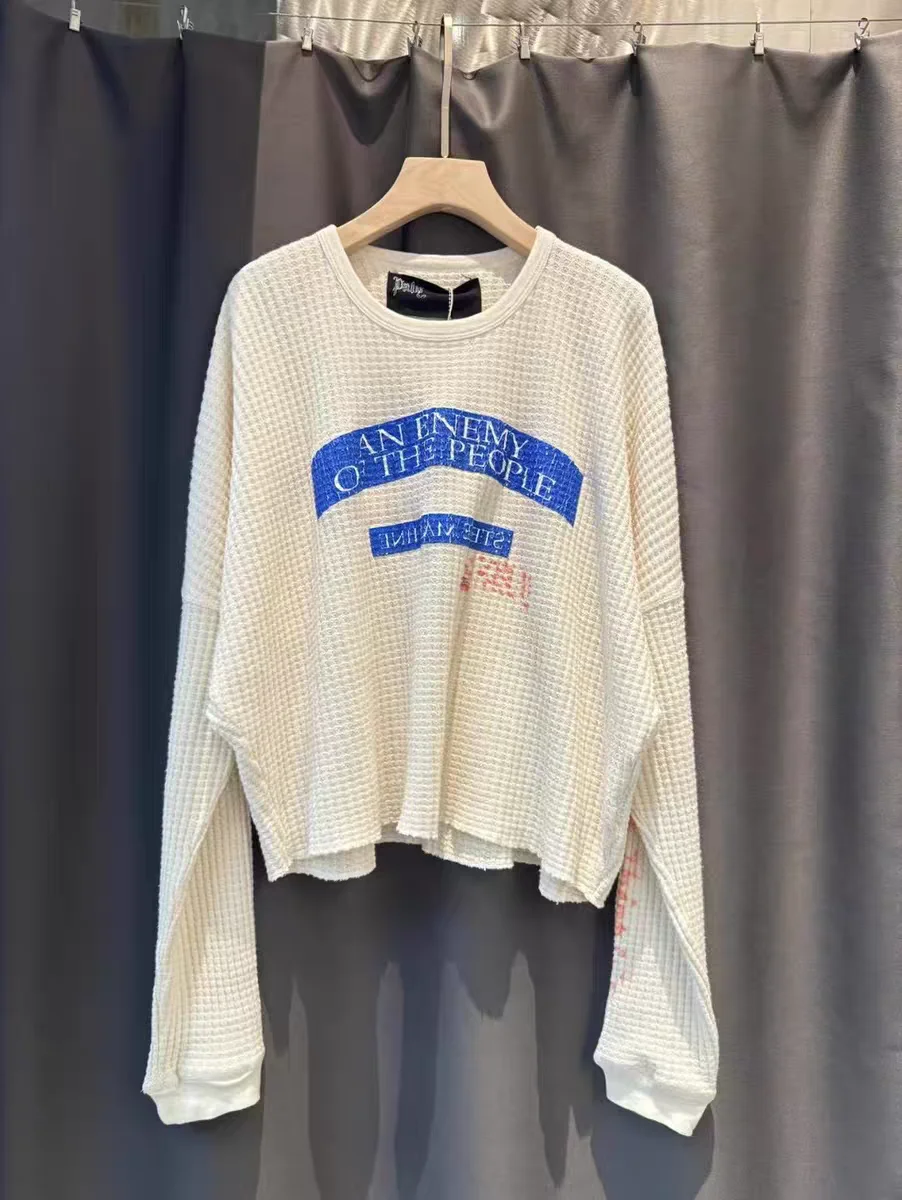 

Paly 25SS Long Sve round Ne Printed Sweatirt Mica Casual Breathable Cotton Fabric ex Comfortable Fit Streetwear
