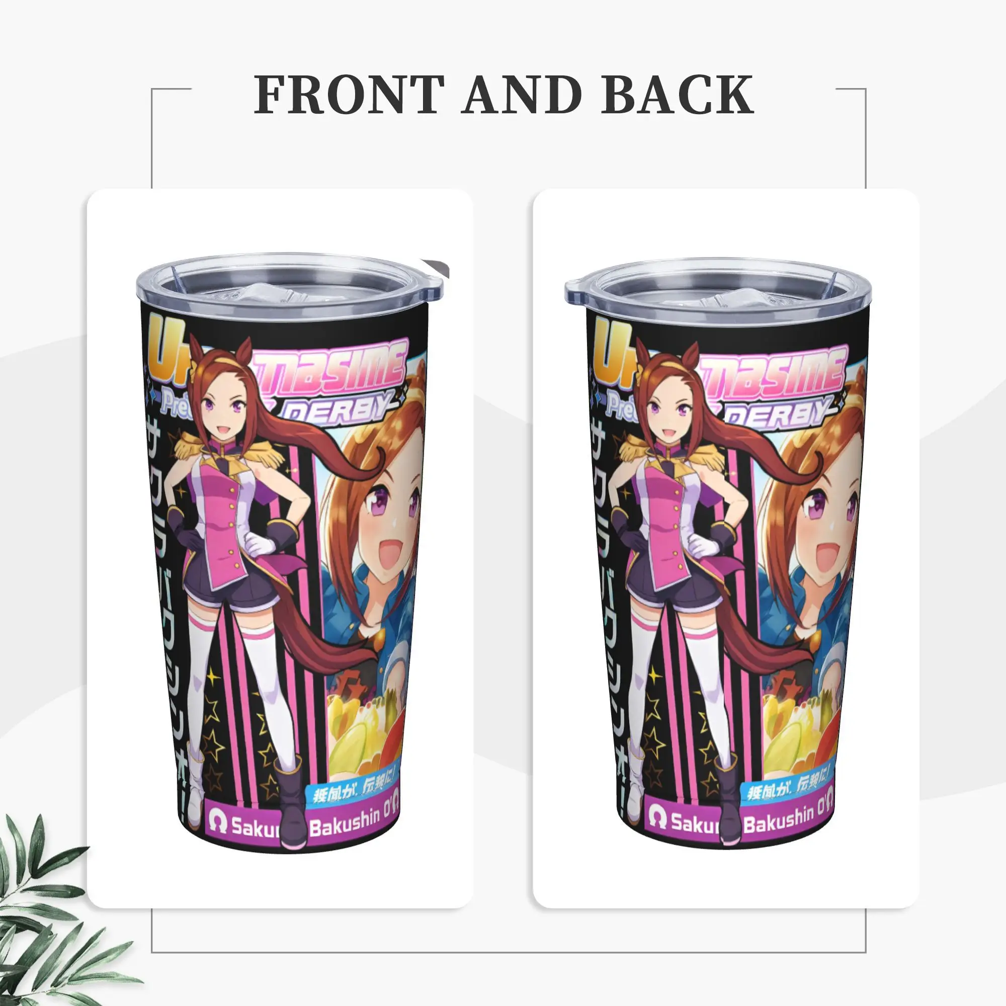 

Sakura Bakushin Horse Girl Prettys Derbys Stainless Steel Tumbler Travel Car Mugs 20oz Coffee Mug Cold and Hot Milk Bottle