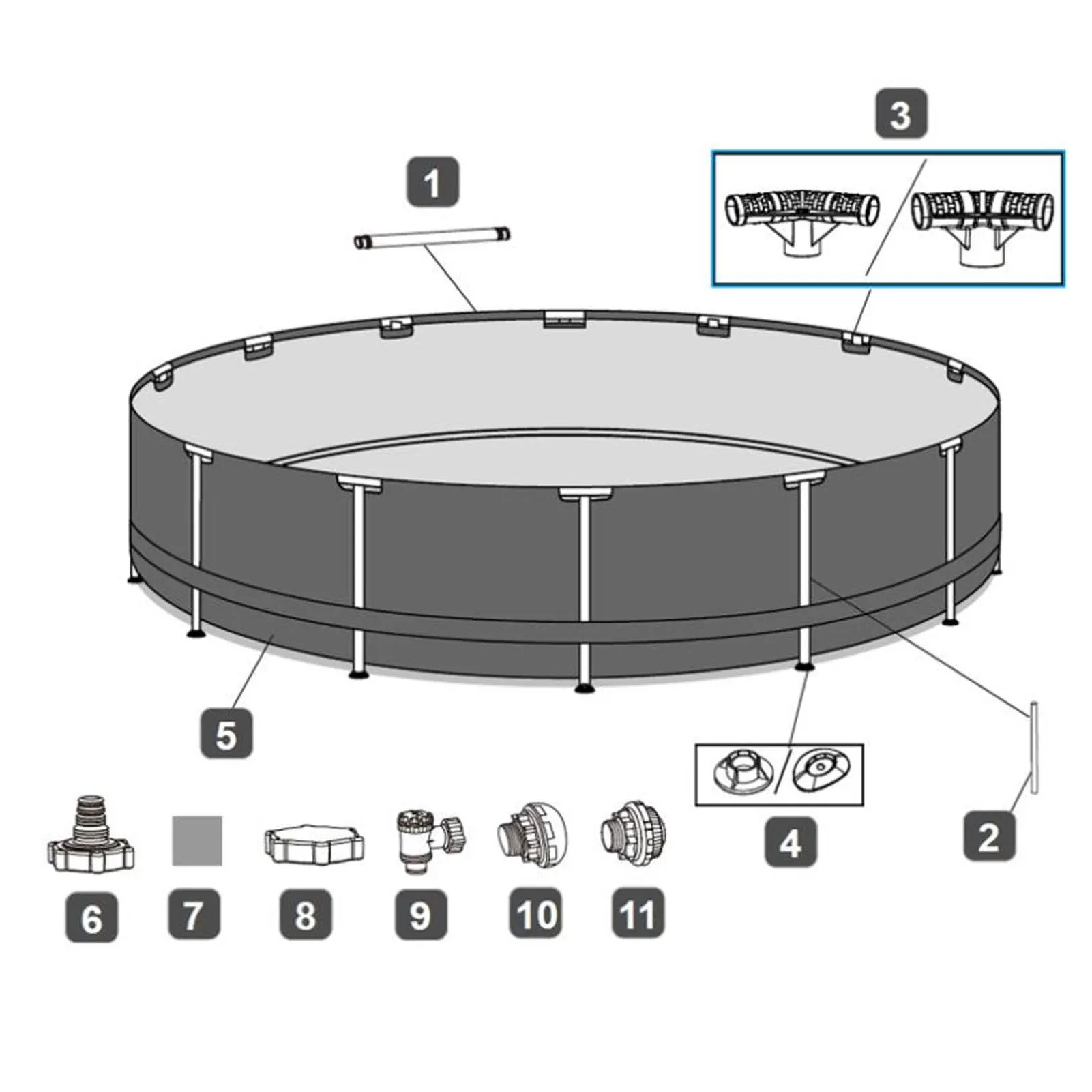 Conector de plástico ovalado para piscina, marco de junta en T, accesorio para P07082