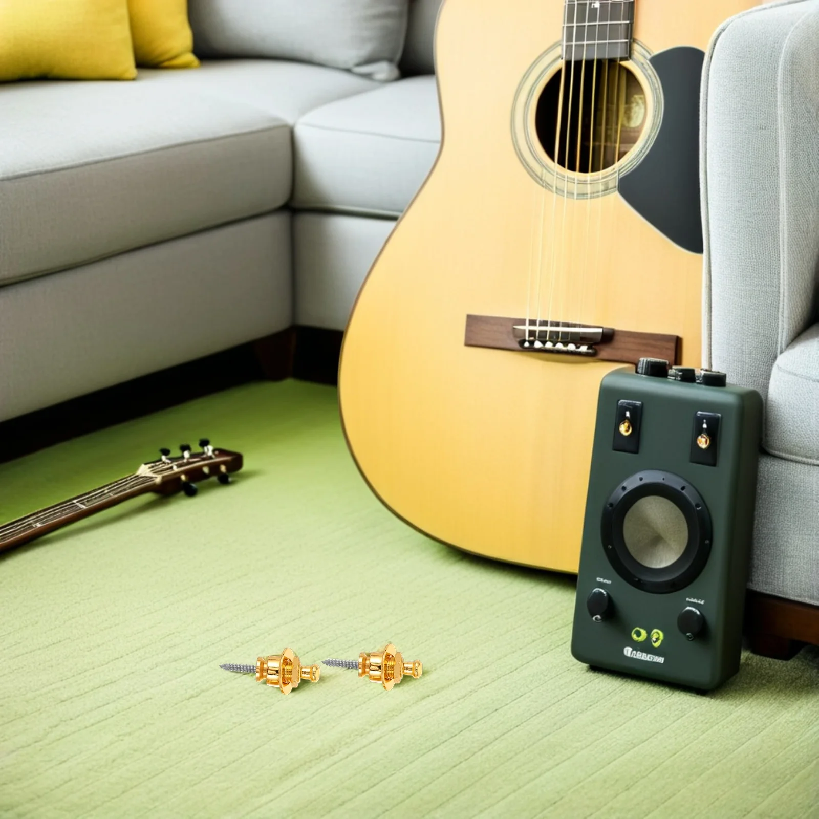 

4 Pcs Electric Guitar Accessories Acoustic Strap Locks Button Parts Bass Hardware Buckle Metal