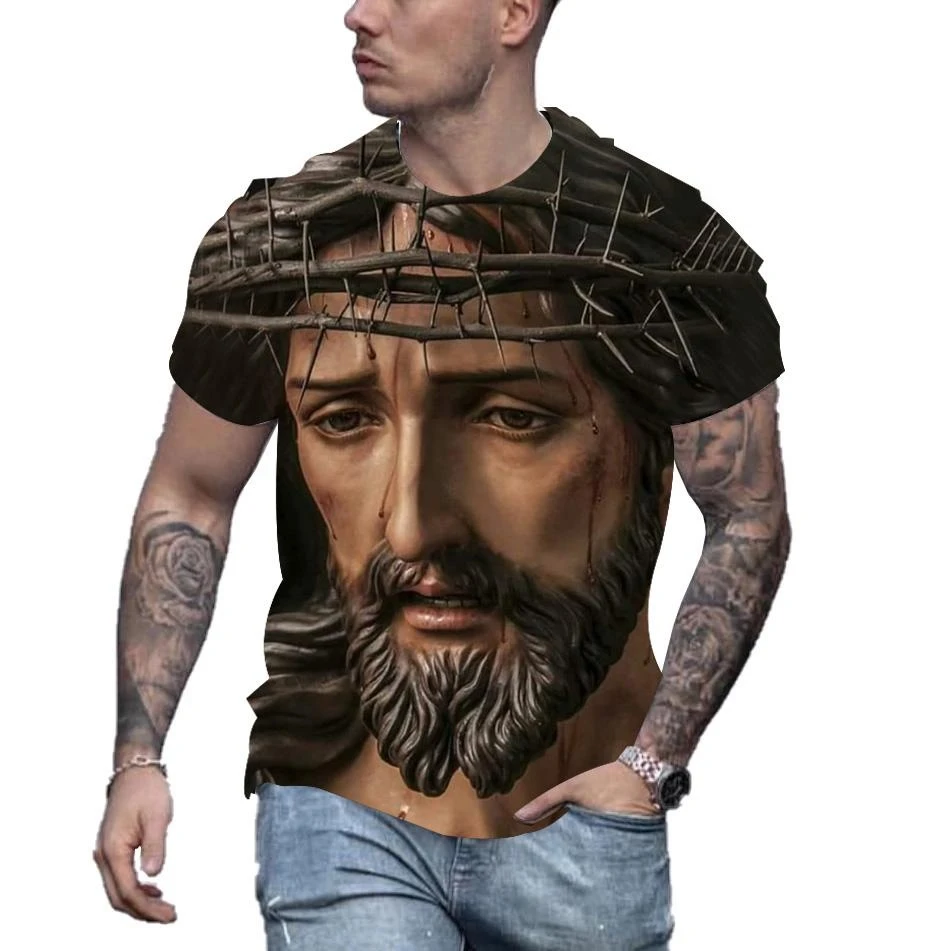 New fashion Jesus Christ 3D printed T-shirt men\'s and women\'s summer casual short-sleeved Christian streetwear shirt tops