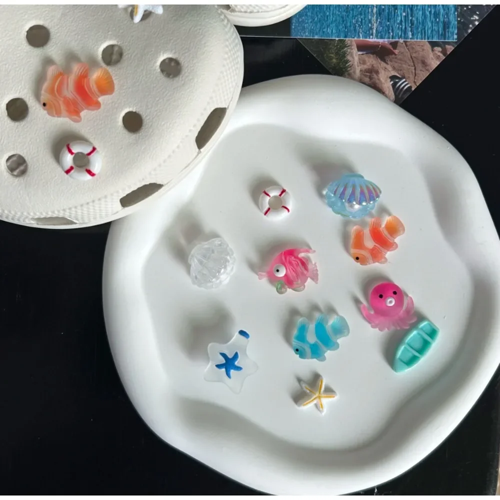 10pcs Shining Shell Marine Animal  Shoe Charms Sandals Shoes Decoration Slipper Accessories for Girls Hole Shoes DIY Gift image 5