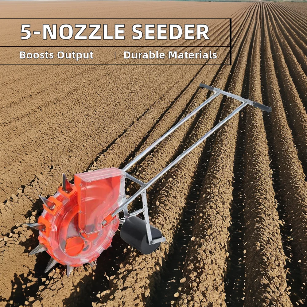 New 2 Row Corn Seeder Bean Peanut Corn Manual Walking Two Wheel Soybeans Planter Corn Seeder Adjustable Manual Seed