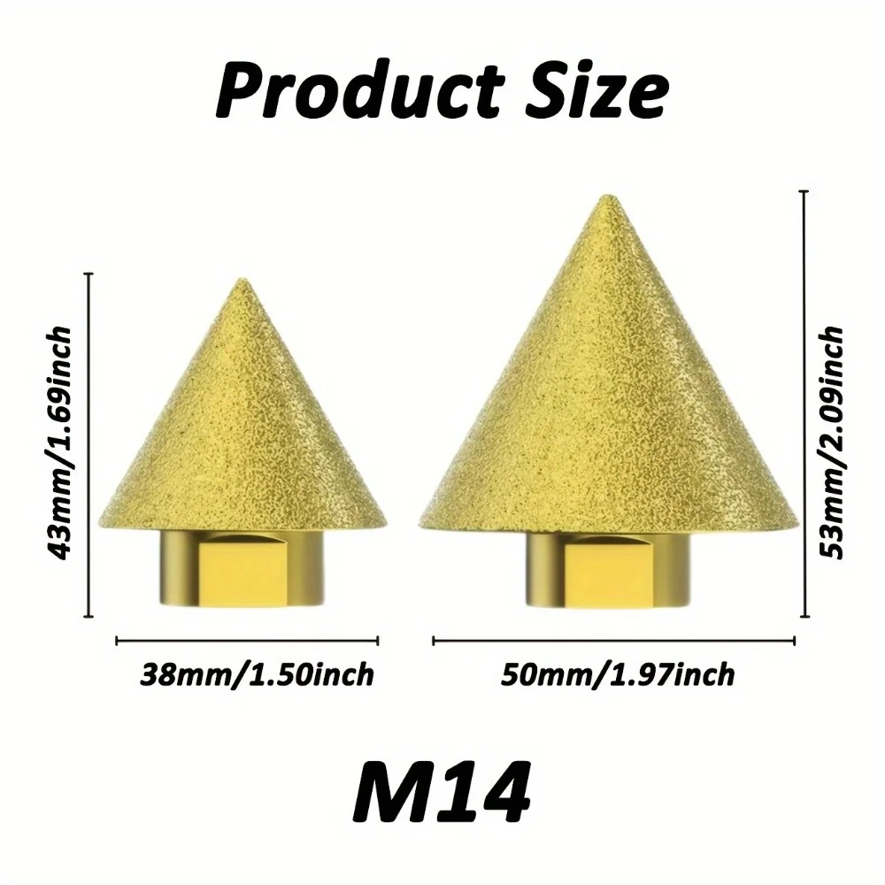 Foret à chanfrein diamant M14, roue de polissage en forme de cône pour pierre, carrelage, brique émaillée, marbre, granit, trou de fraisage