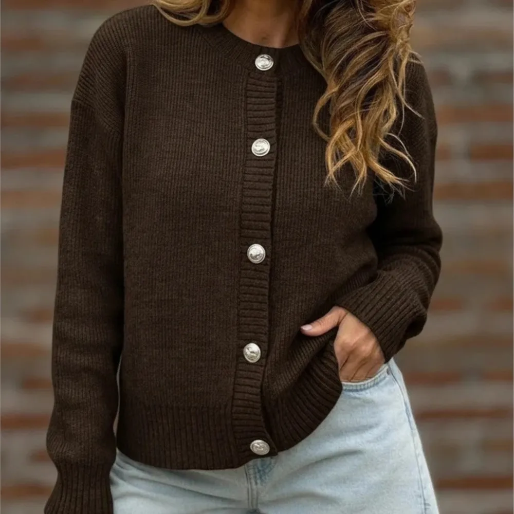 MsChuh Autumn Women's Clothing Solid Color Cardigans Sweater Pulls Femmes All-match Loose Simple Style Trendy Comfortable Casual