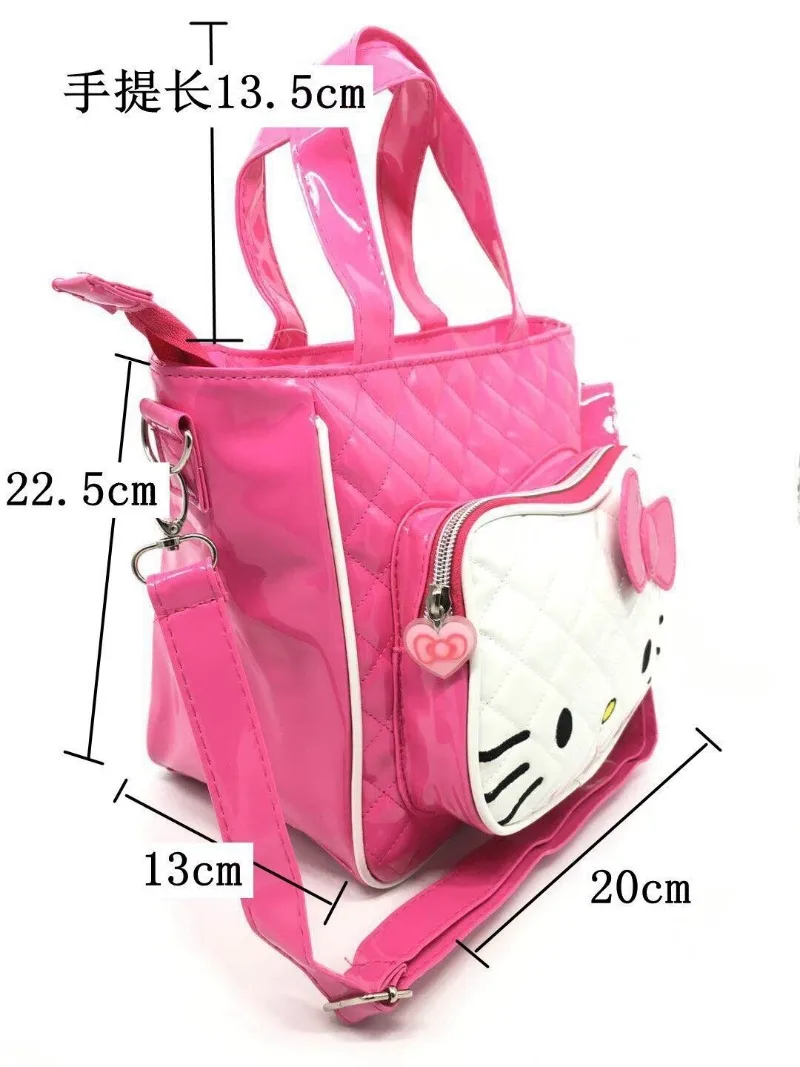 Sanrio Hello Kitty Bag Kids Cartoon PU Bright Surface Handbag Pink Birthday Gift Crossbody Bag Girls Fashion Makeup Backpacks