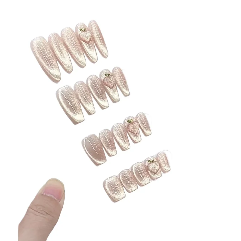 

Pure handmade phototherapy wearing nail peach bobo reuse nail patch
