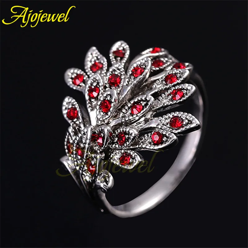 Ajojewel Vintage Phoenix Rings For Women Red/Green/Black CZ Animal Jewelry Bijoux Cute Gift