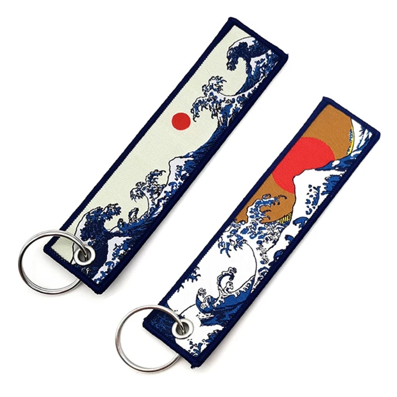 

Fashion Canvas Embroidery Charm Keychains Simple Ornament Women Car Keyring Backpack Handbag Charm Pendant Key Holder