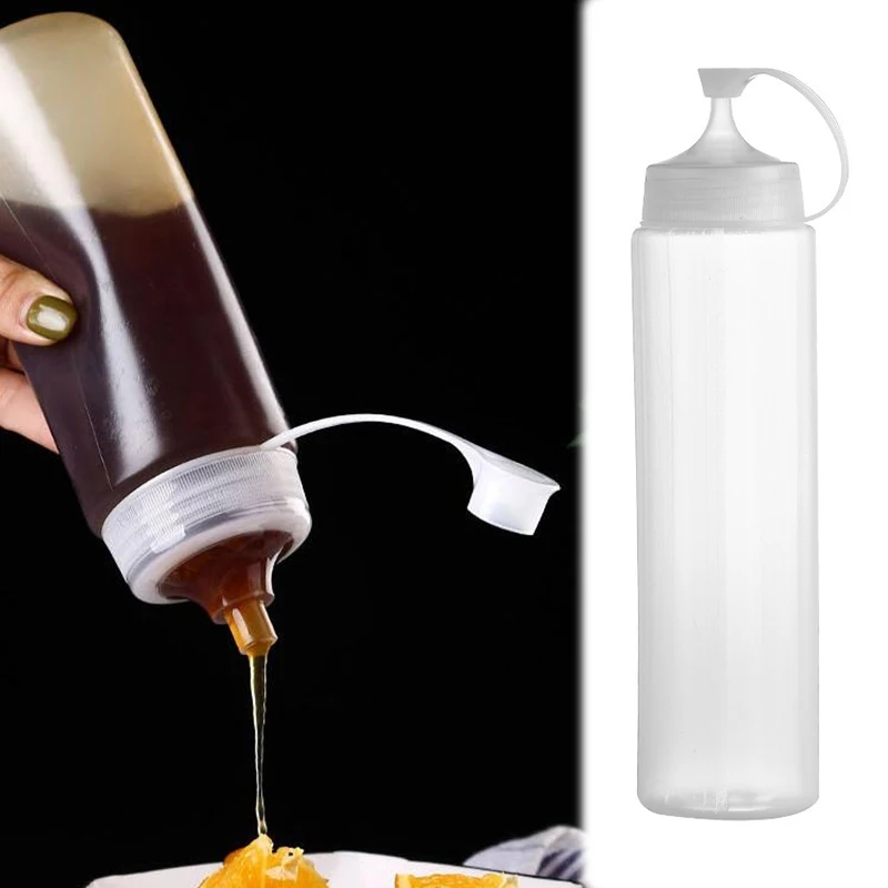 💖350/450/600ML Squeeze Sauce Bottles Condiment Dispenser Large Mouth Dustproof Kitchen Seasoning Salad Sauce Olive Oil Bottle