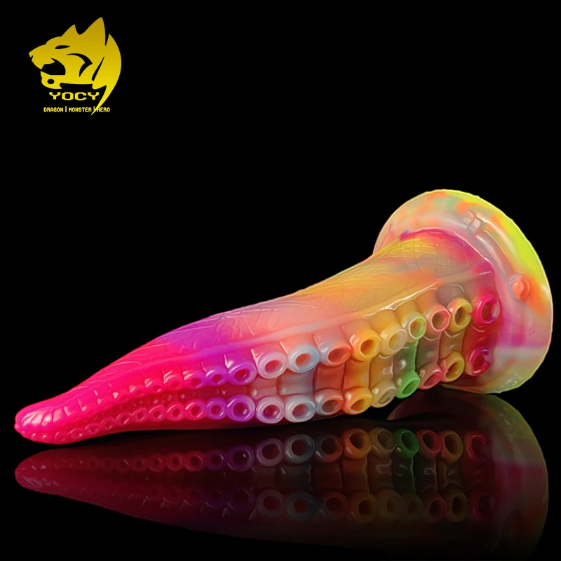 

YOCY 2022 New 9 inch Mulit-Color Luminous Octopus Realistic Dildo With Strong Suction Cup Tentacle Silicone Anal Plug G-Spot