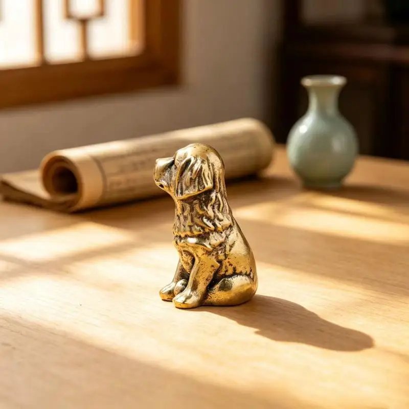 Antikes Kupferornament, reichlichmachender Messinghund, personalisiertes Retro-Sternzeichen-Hund-Ornament, Teetier, Tischdekoration – Detail 11