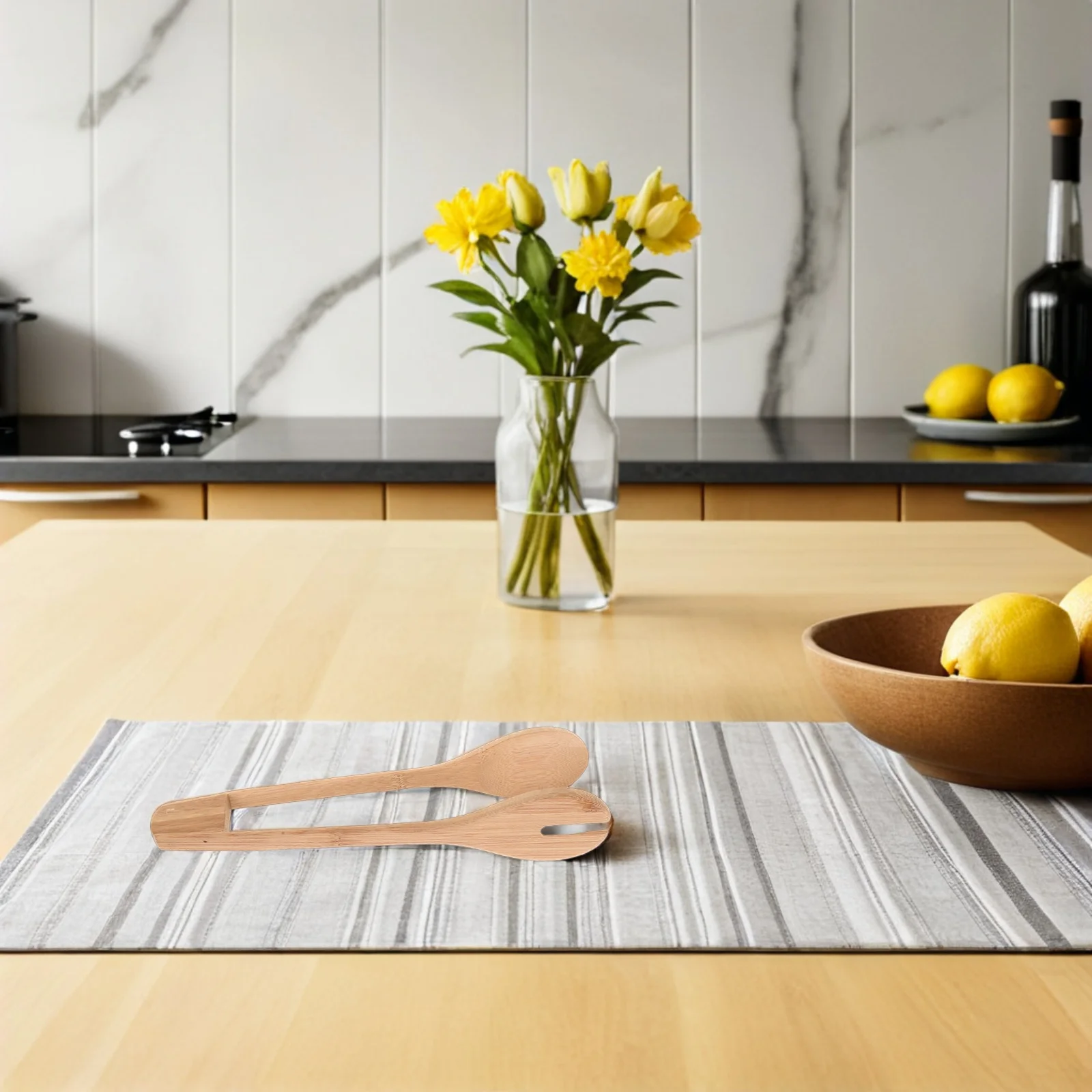 

5Pcs Bamboo Cooking Tongs Enhanced Gripping Design for Meat Noodles Appetizers Heat Resistant Stylish Kitchen Utensil