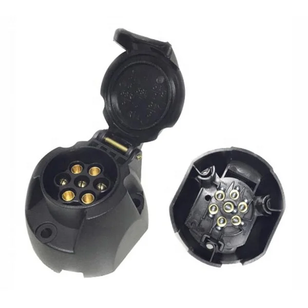 Waterproof 12V 7-Pin Trailer Socket European Style for Truck RV Car Tractor