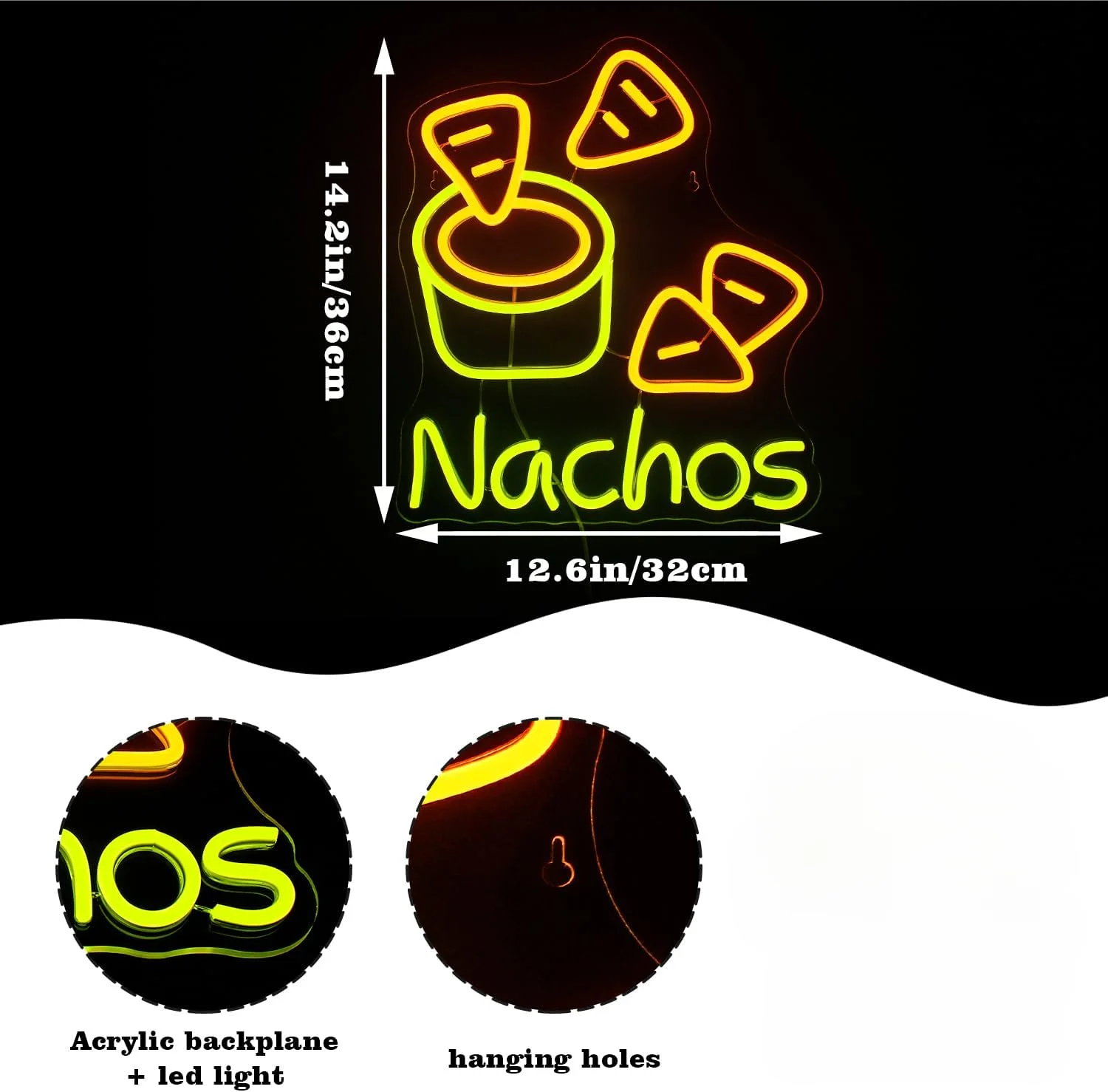 Nachos Gelbes Neonschild LED D – Food Snacks Game Bewertung und Preis