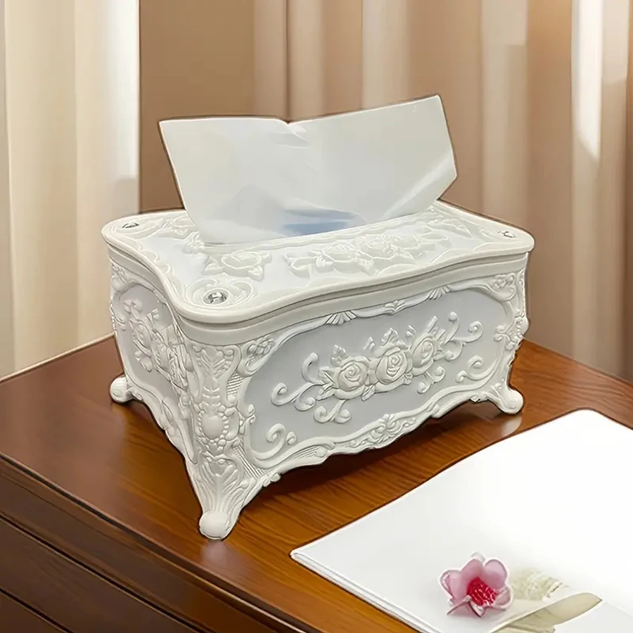 Simple European Tissue Box, Small Napkin Extraction Box, Restaurant, Bathroom, Office Desktop, Plastic Extraction Paper Storage