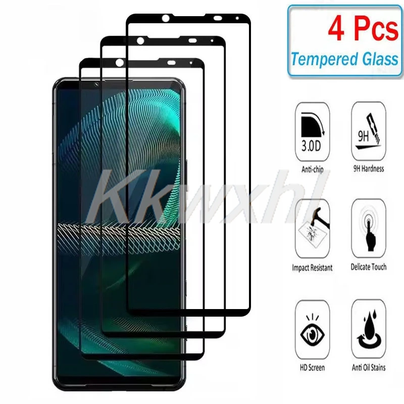 4 Stück 9H HD Vollständig gehärtetes Glas für Sony Xperia 1 5 10 II III IV V VI VII VIII Xperia1VIII 1VIII Displayschutzfolie