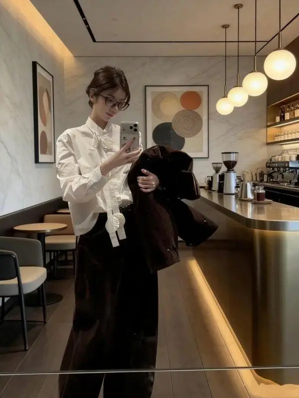 

Корейский женский топ Sle Pure Color, весенняя новинка, с цветочным узором, элегантный, длинный рукав, повседневная одежда, удобный крой