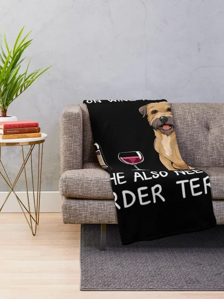 Border Terrier and wine Funny dog Throw Blanket Cute Plaid heavy to sleep Warm Blankets