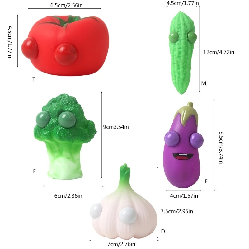 

A5YC Antistress Squeeze Овощная игрушка с глазном дизайном Sensory Squeezable Toy
