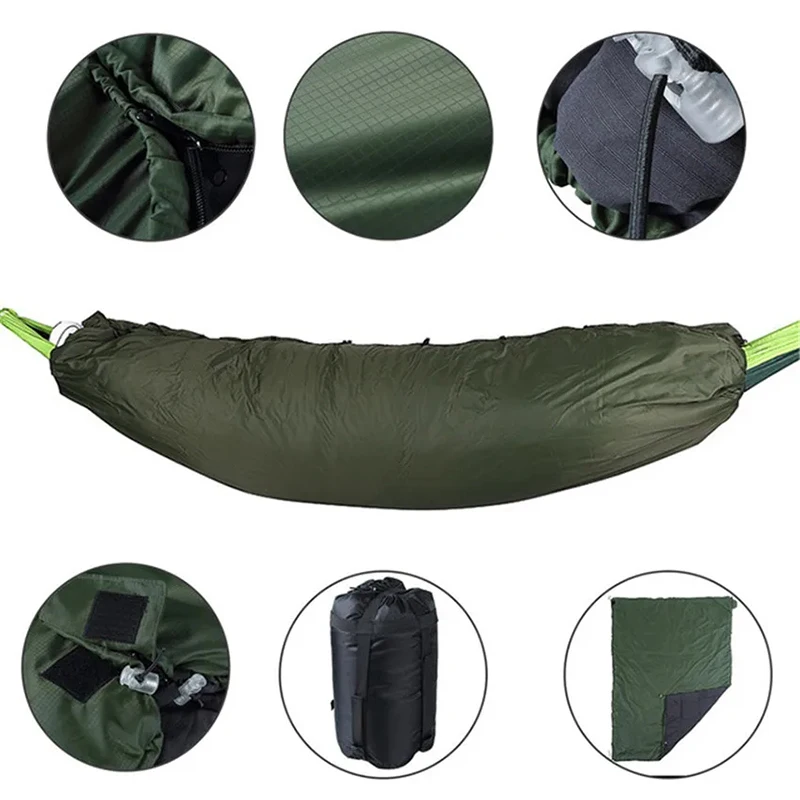 Pendurado Cama Redes Com Zíper Ultraleve Portátil Camping Ao Ar Livre Balanço Hammock Adulto Quente Capa Saco De Dormir Hammock