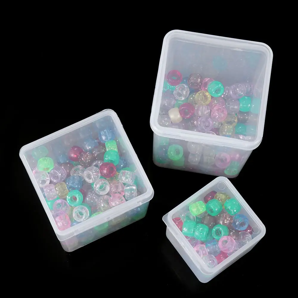 1Pcs Transparent Plastic Beads Storage Box Small Items Crafts Hardware Container Pill Chip Box Jewelry Organizer Case